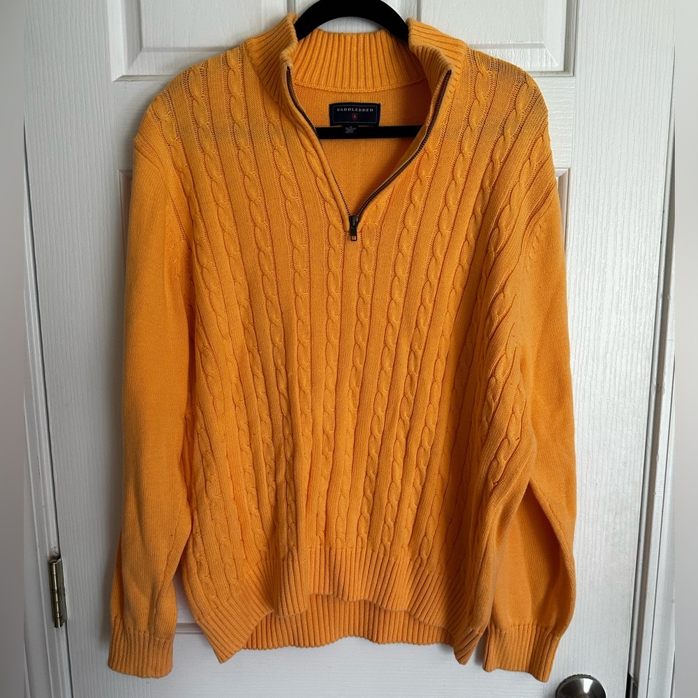 SADDLEBRED | Men’s Orange Quarter-Zip Sweater Sz XL